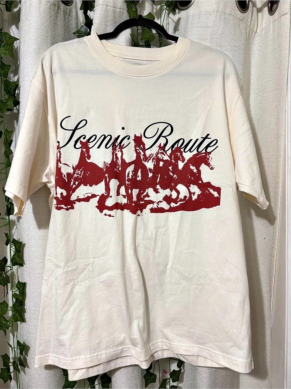 PacSun Scenic Route Long Way Home T-Shirt Cream & Red